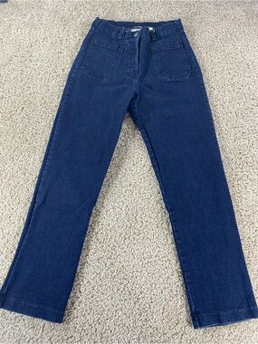 Loup Denim Blue Jeans Wide Leg High Rise Button Fly Womens Small
